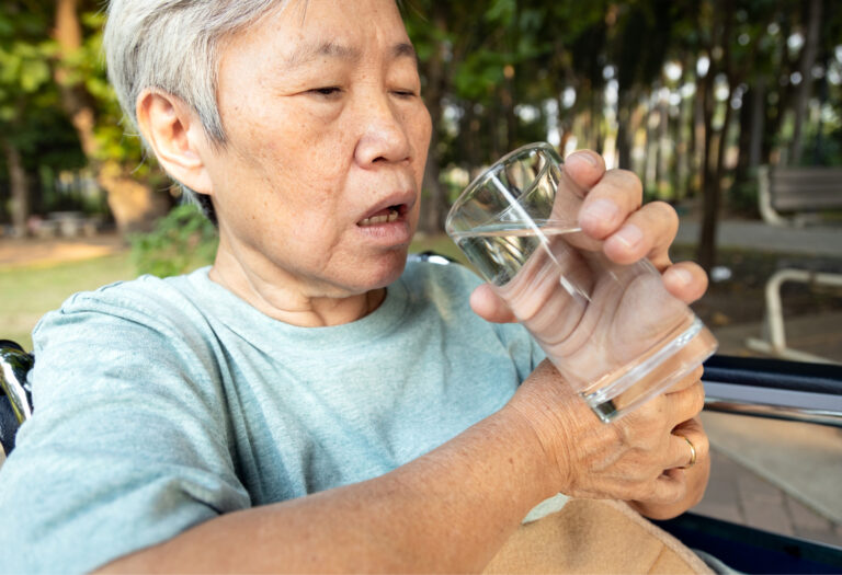 Why do Parkinson's patients have swallowing difficulty?