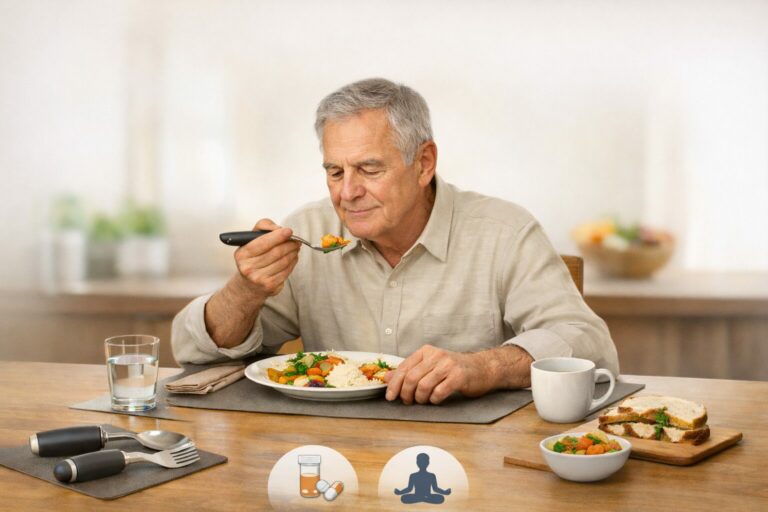 how to reduce hand shaking during meals in Parkinson’s disease